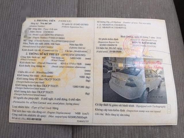 Daewoo Gentra  MT 2009 - Bán Daewoo Gentra MT đời 2009, màu trắng, xe nguyên bản