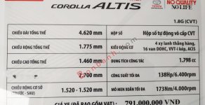 Toyota Corolla altis 1.8G AT 2019 - Bán Toyota Corolla altis 1.8G AT đời 2019, màu đen, giá 791tr giá 791 triệu tại Thanh Hóa